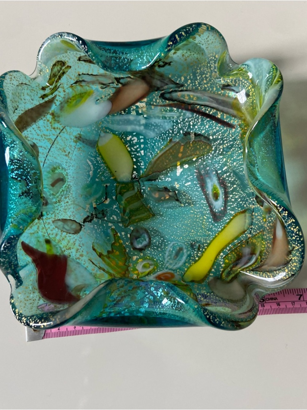 Murano Tutti Frutti Bowl - Avem Dino Martens Style - Green - Teal - Aventurine - Picture 10 of 11